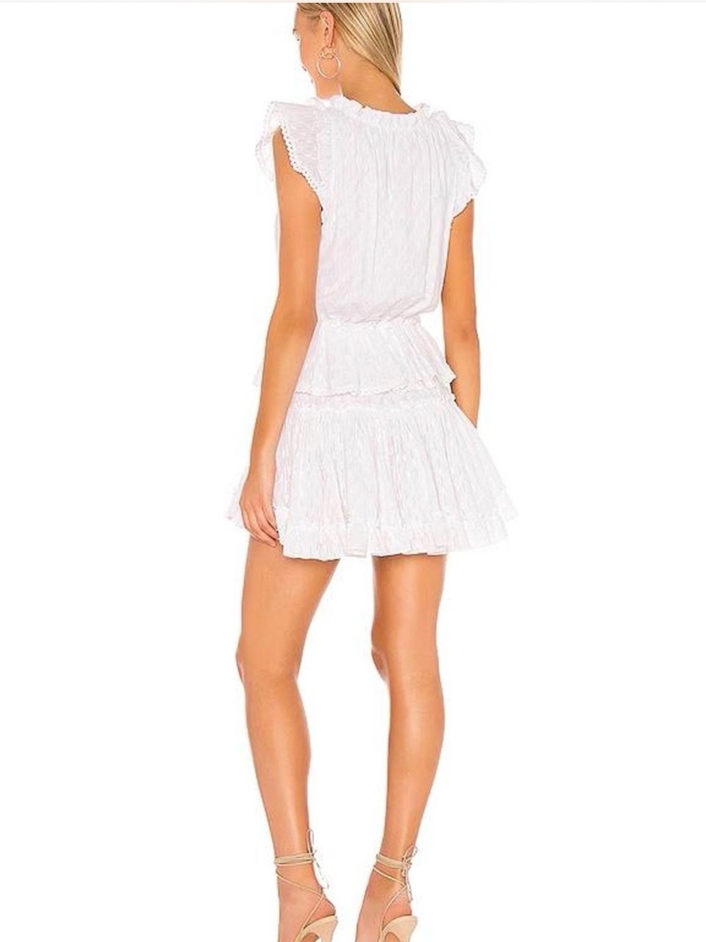 NWT Misa Los Angeles Lilian Dress White Clip Dot Mini Ruffle Size S - Picture 2 of 6